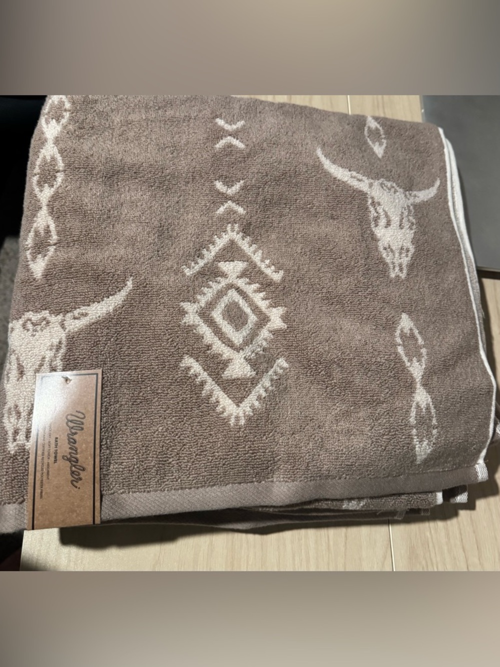 Wrangler Brown Skull 2 bath Towels, 2 hand towels,2 wash cloth Set - NWT - Picture 3 of 4